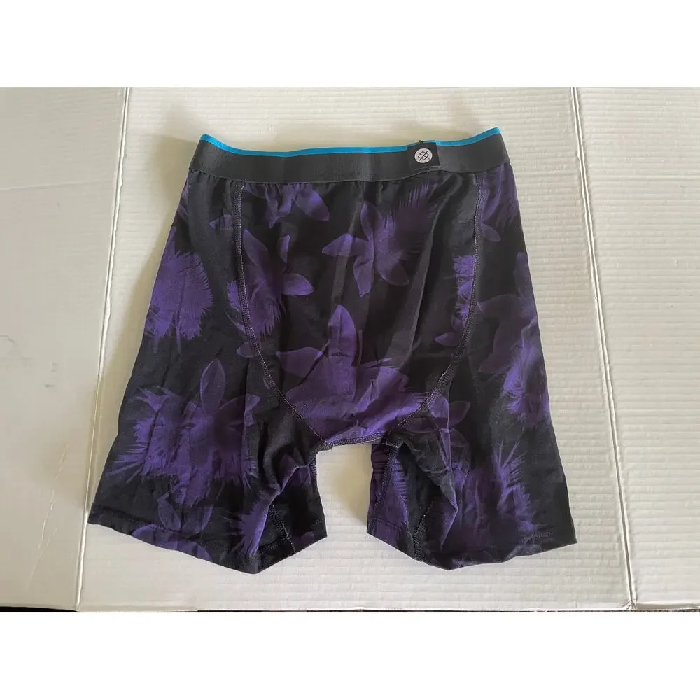 Men's Stance Purple Black Flowers Boxer Briefs Underwear S
